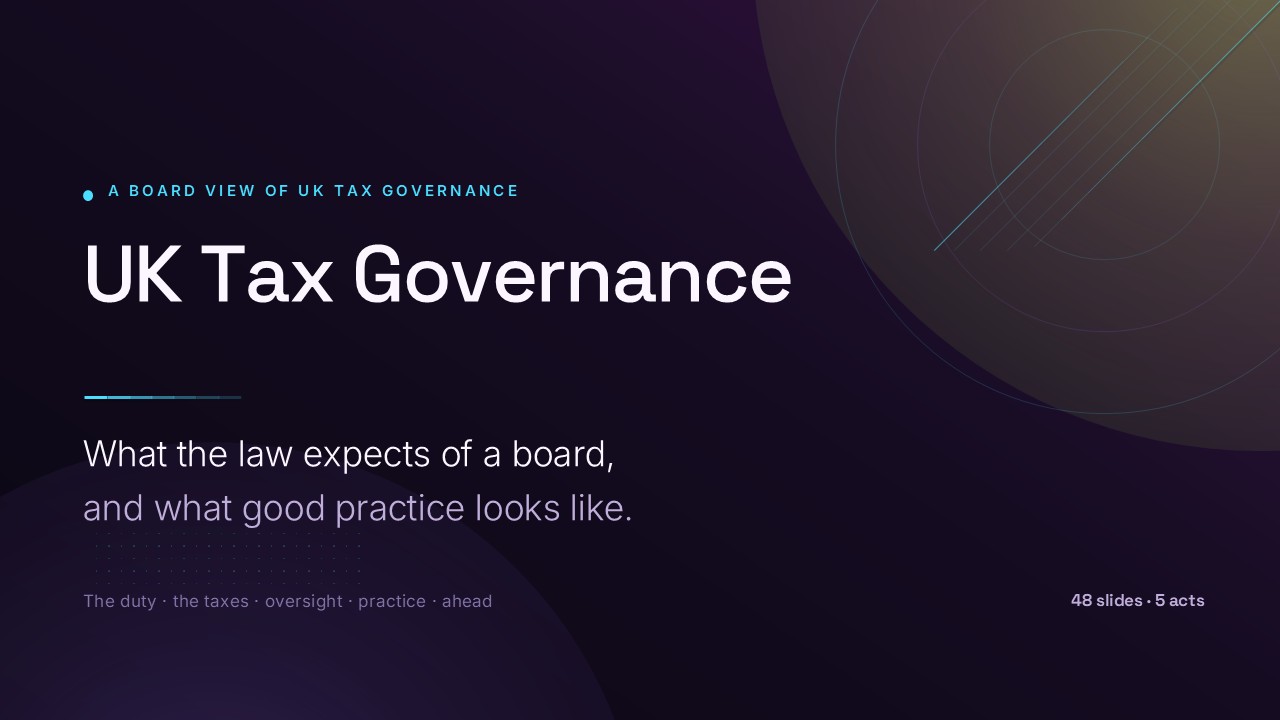 UK Corporate Tax Governance: A Board Briefing (48 Slides) preview