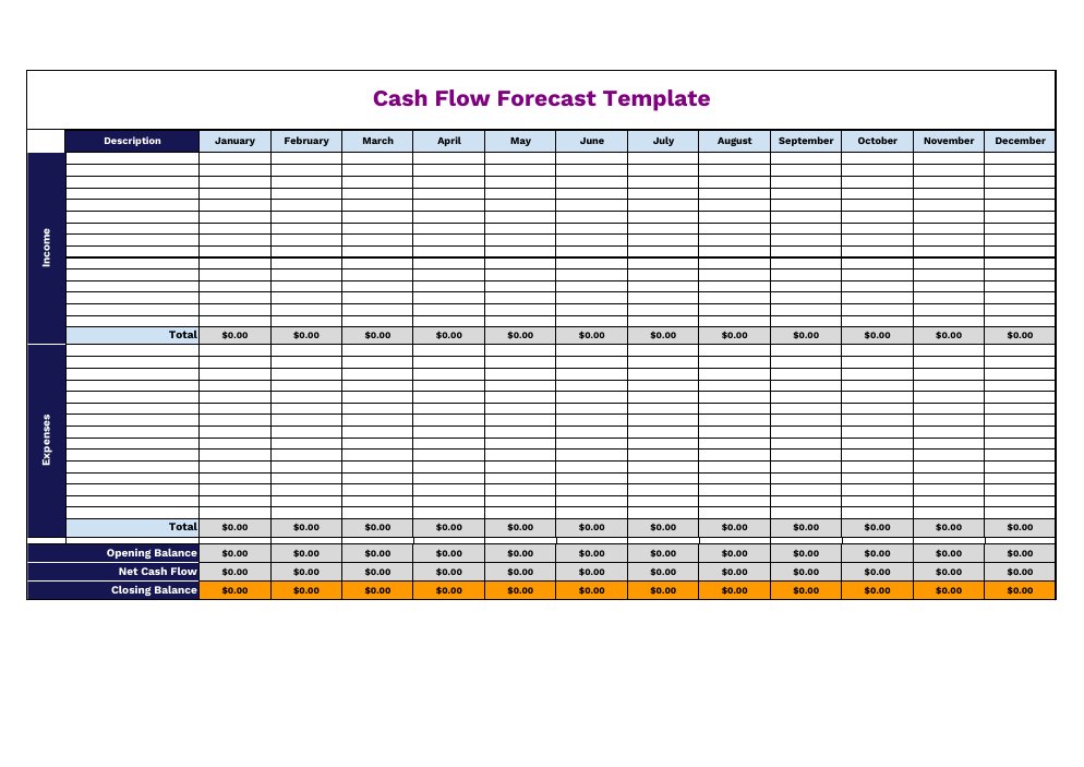 13-Week Cash Flow Forecast Template for Excel (Blank + Example) preview